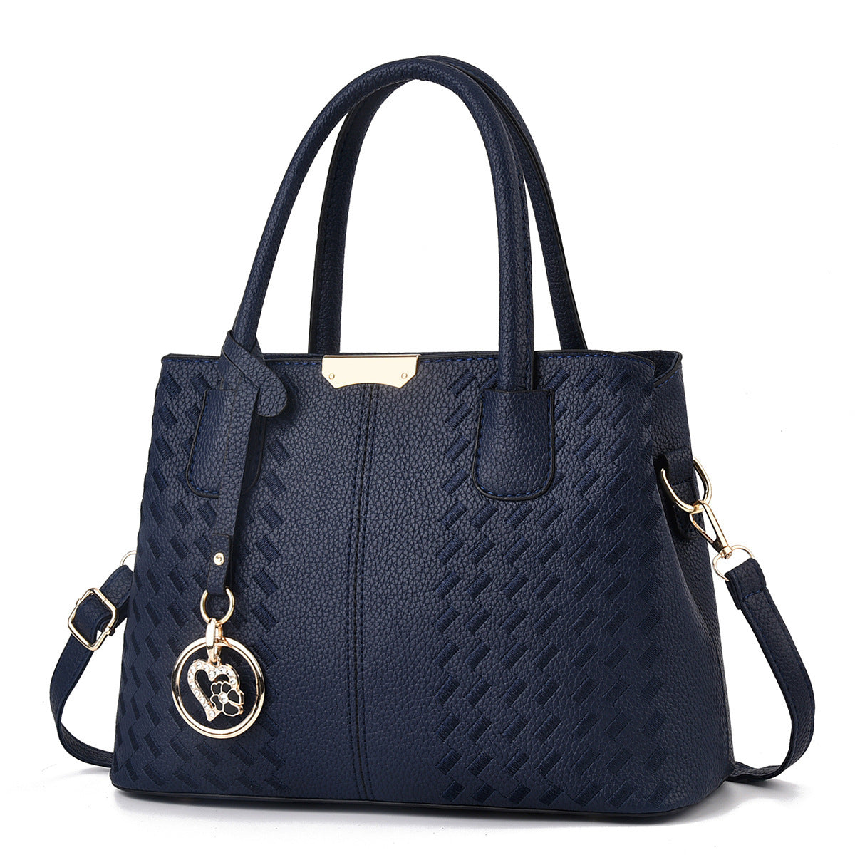 Fashionable Soft Leather Embroidered Thread Middle-aged Women's Handbag